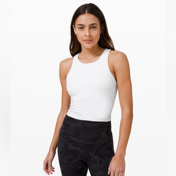 lululemon athletica Tops - Lululemon Ebb to Street Racerback Crop Tank White Size 4
